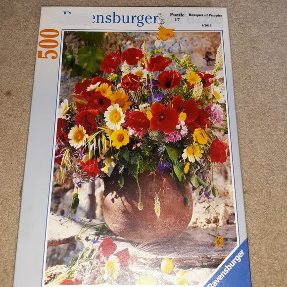 Ravensburger puzzle 500 Bouquet of Poppies 14×19". Used all pieces There - Picture 1 of 1